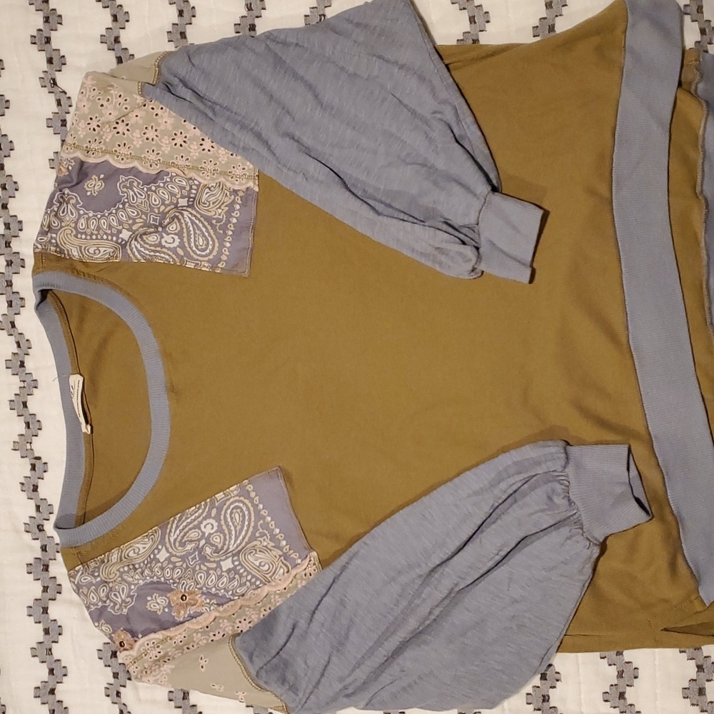 We the free patchwork long sleeve shirt